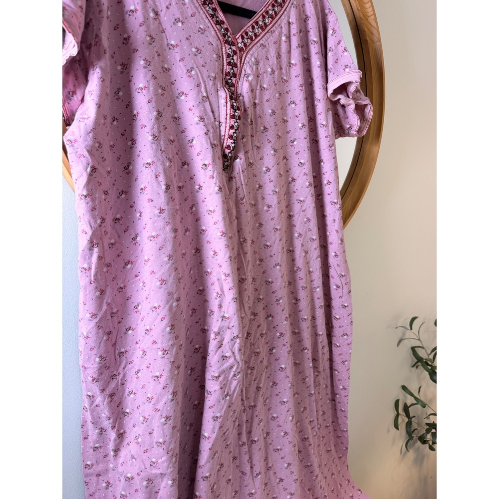 Vimal Fashion Nightgown Womens XXL Pink Excellent Floral Embroidered Maxi Kaftan - Picture 4 of 6